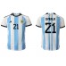 Argentina Paulo Dybala #21 Hjemmedrakt VM 2022 Korte ermer